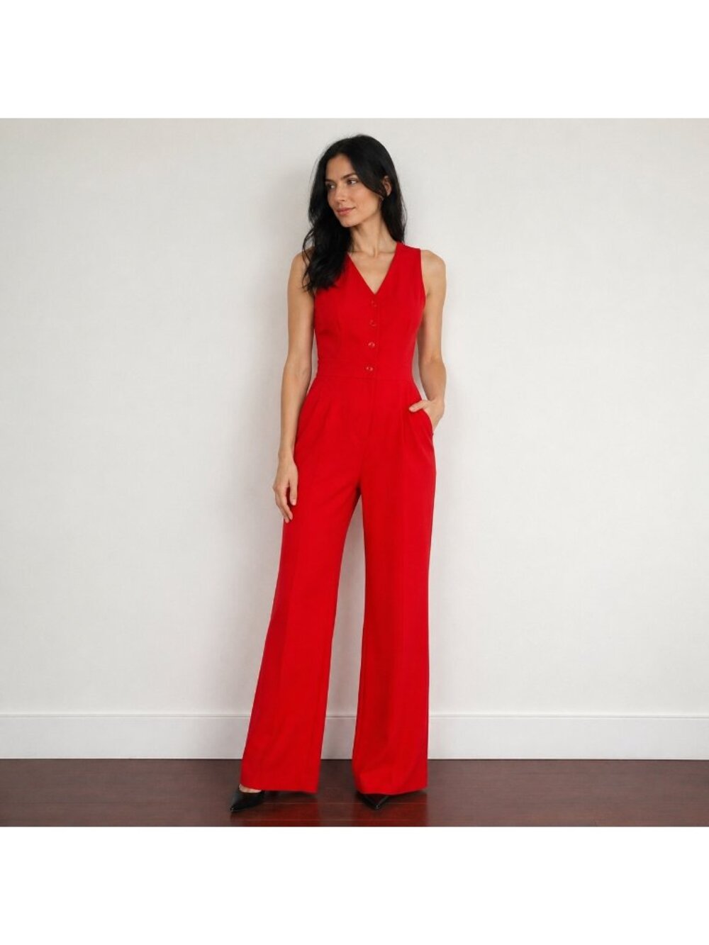 Little Moon Red Sleeveless Wide Leg Jumpsuit Size 00